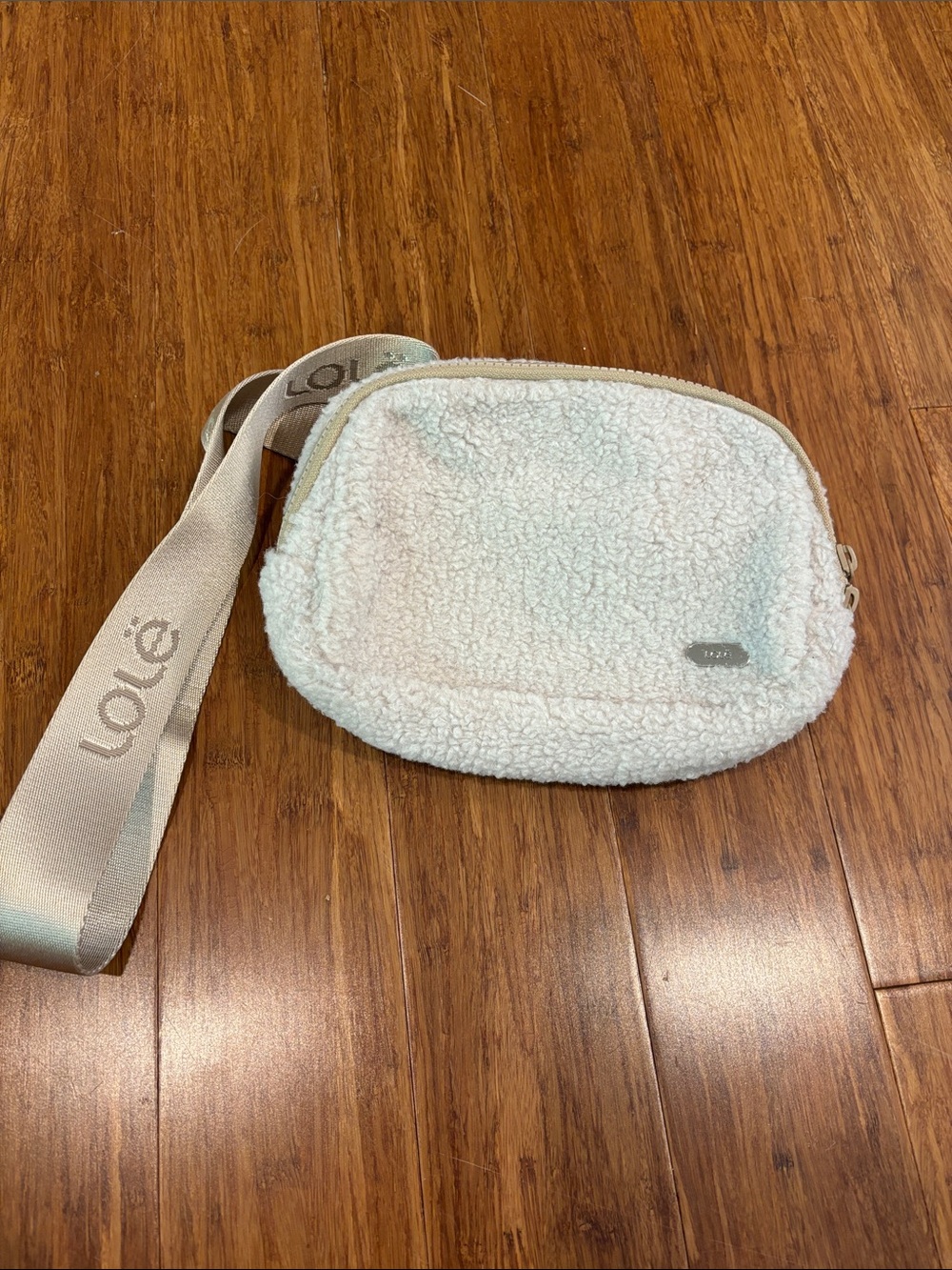 Lole Cream Sherpa Crossbody with Logo Strap